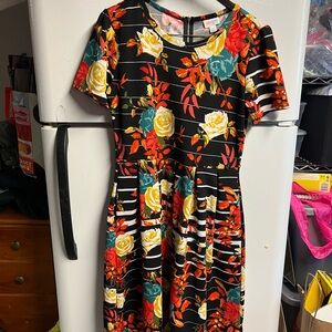 LuLaRoe Multicolored Fit and Flare Midi Dress